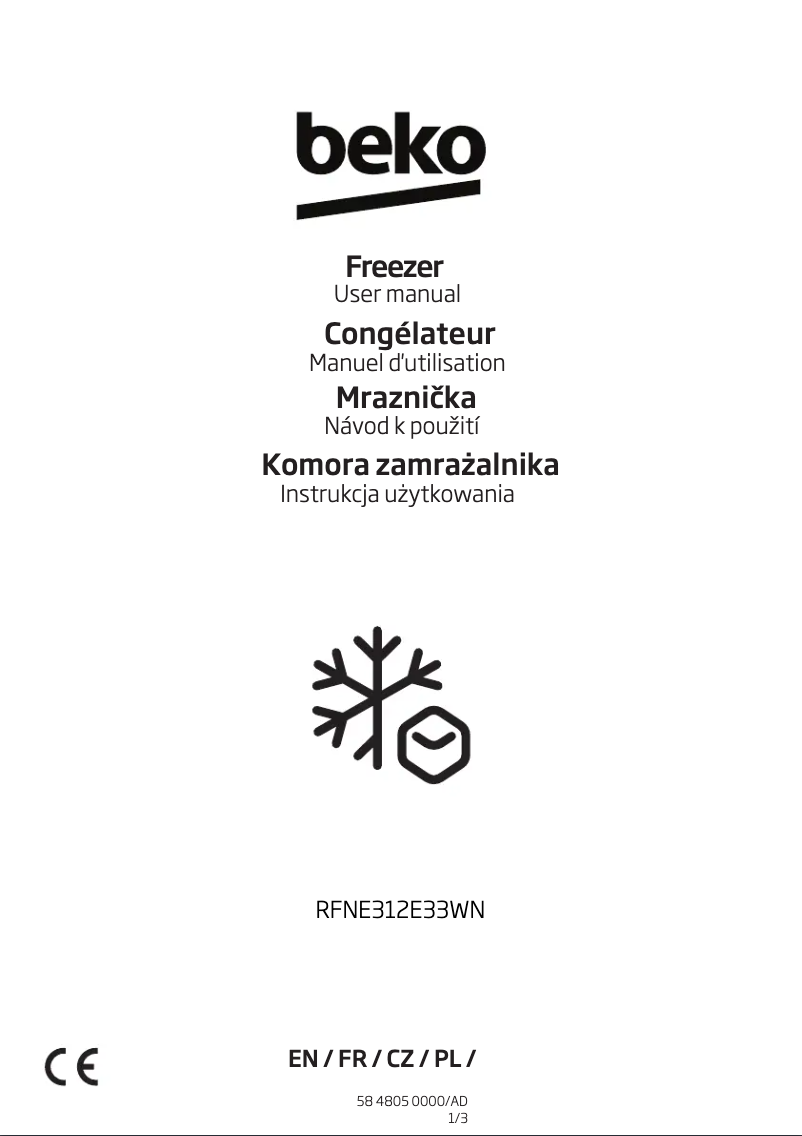 Page 1 de la notice Manuel utilisateur Beko RFNE312E33WN