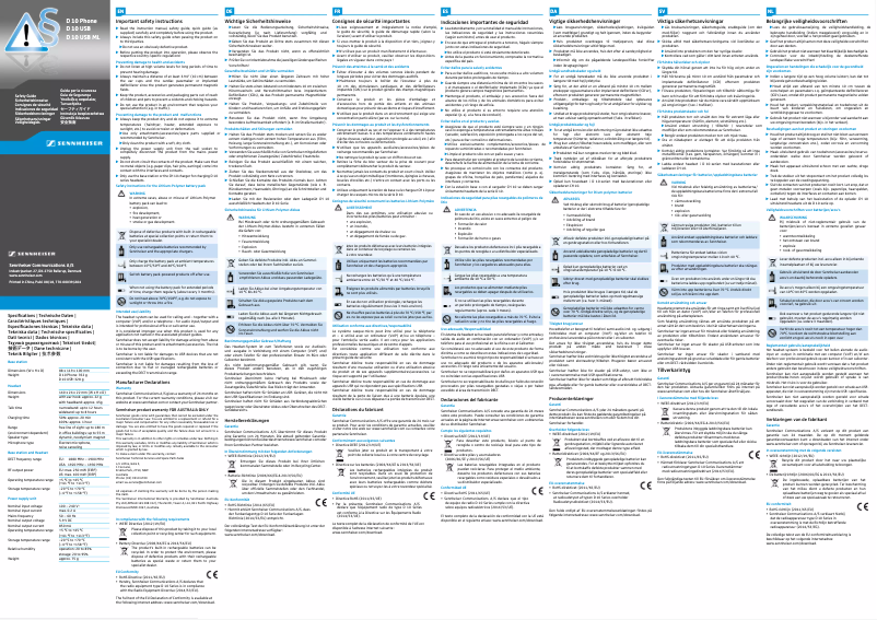 Image de la première page du manuel de l'appareil D 10 Phone