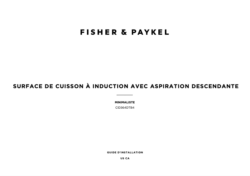 Page 1 de la notice Guide d'installation Fisher & Paykel CID364DTB4
