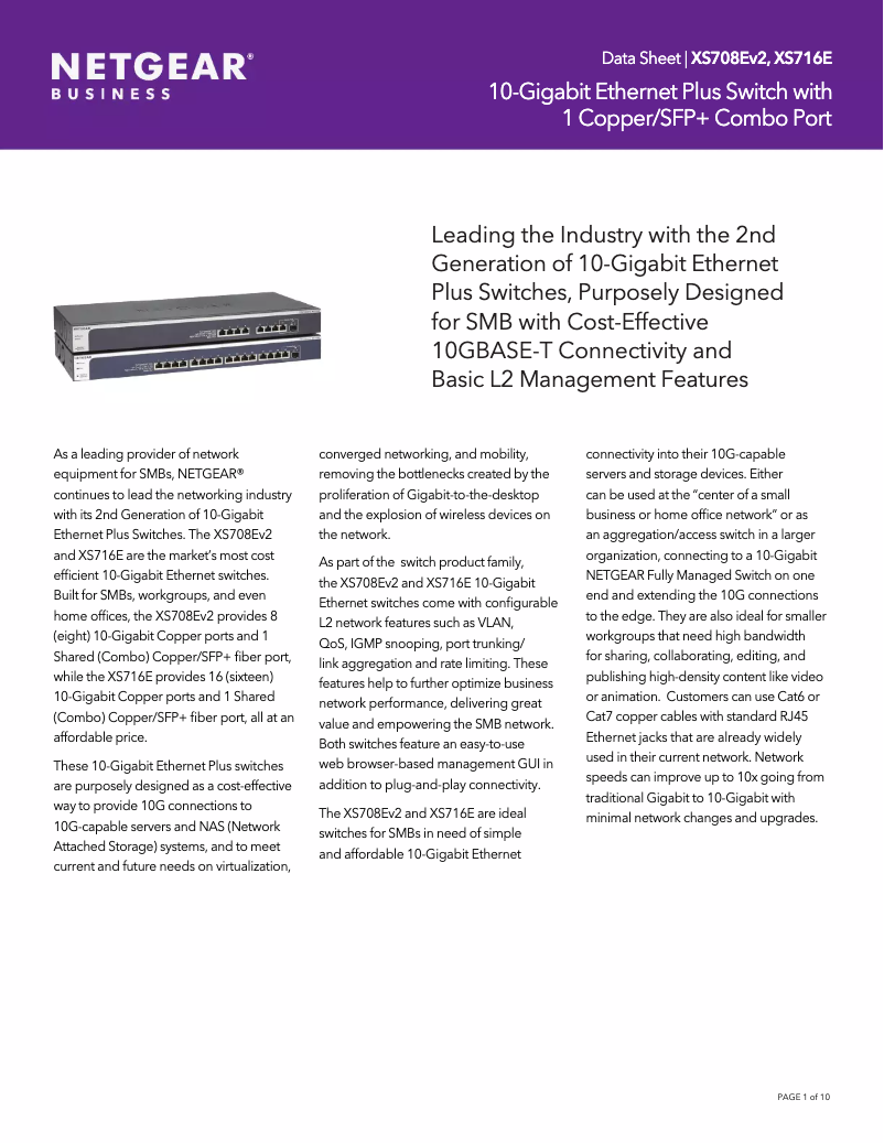 Page n°1 - Fiche technique Netgear ProSafe XS716E
