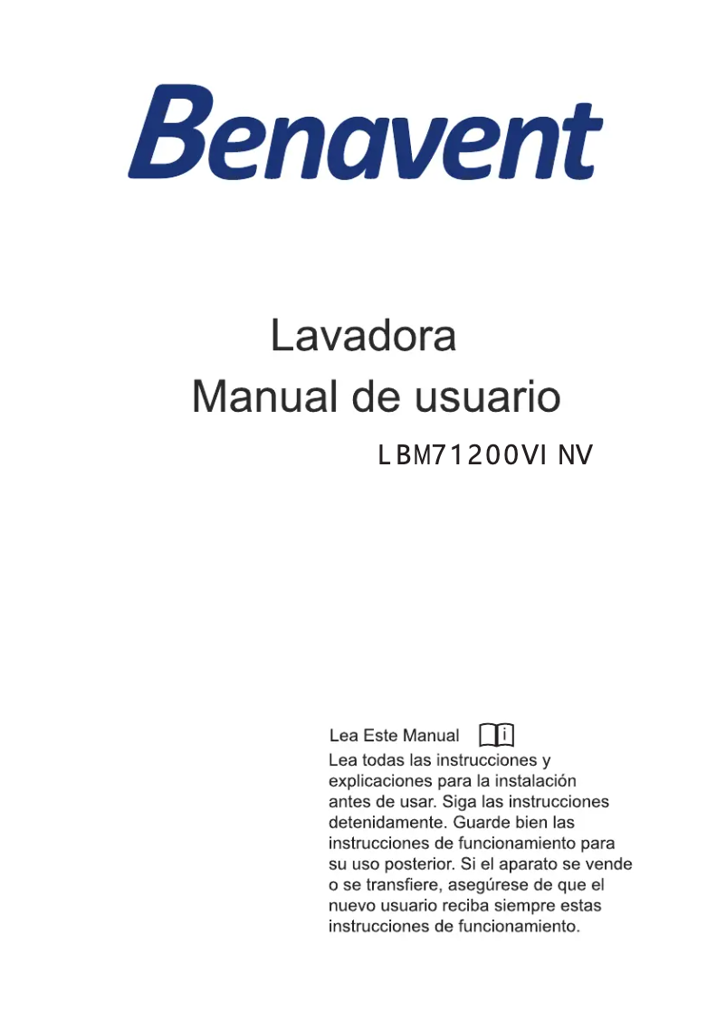 Page n°1 - Manuel utilisateur Benavent LBM91400VINV