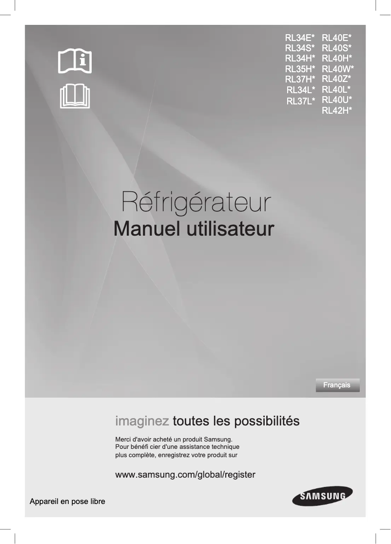 Page 1 de la notice Manuel utilisateur Samsung RL34EGSW