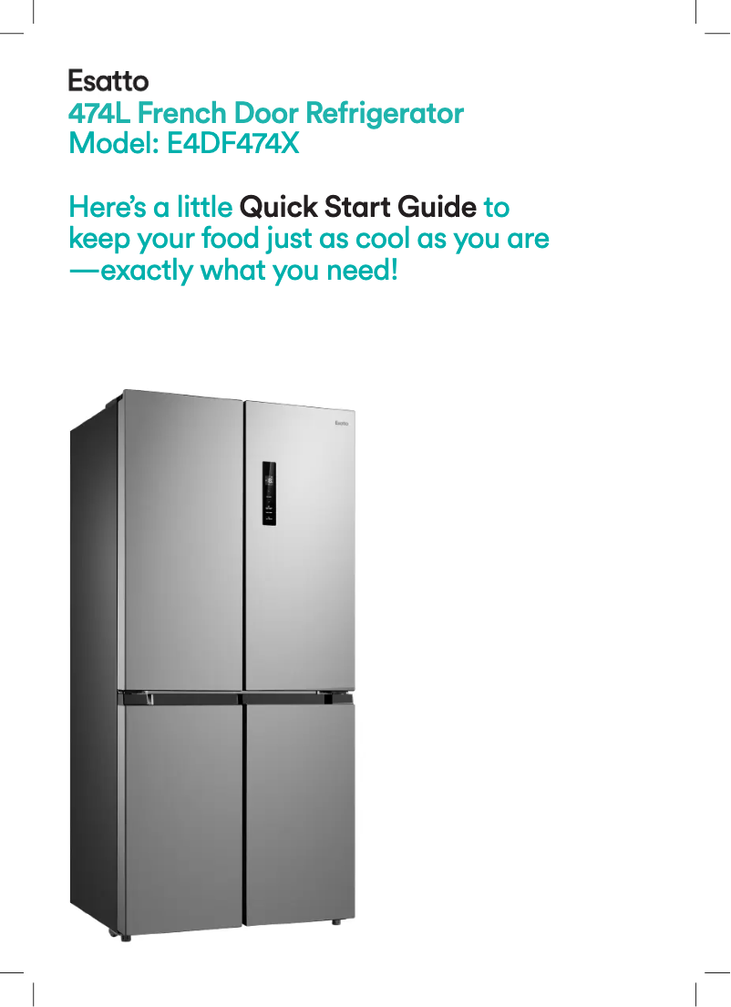 Page 1 de la notice Guide de démarrage rapide Esatto E4DF474X