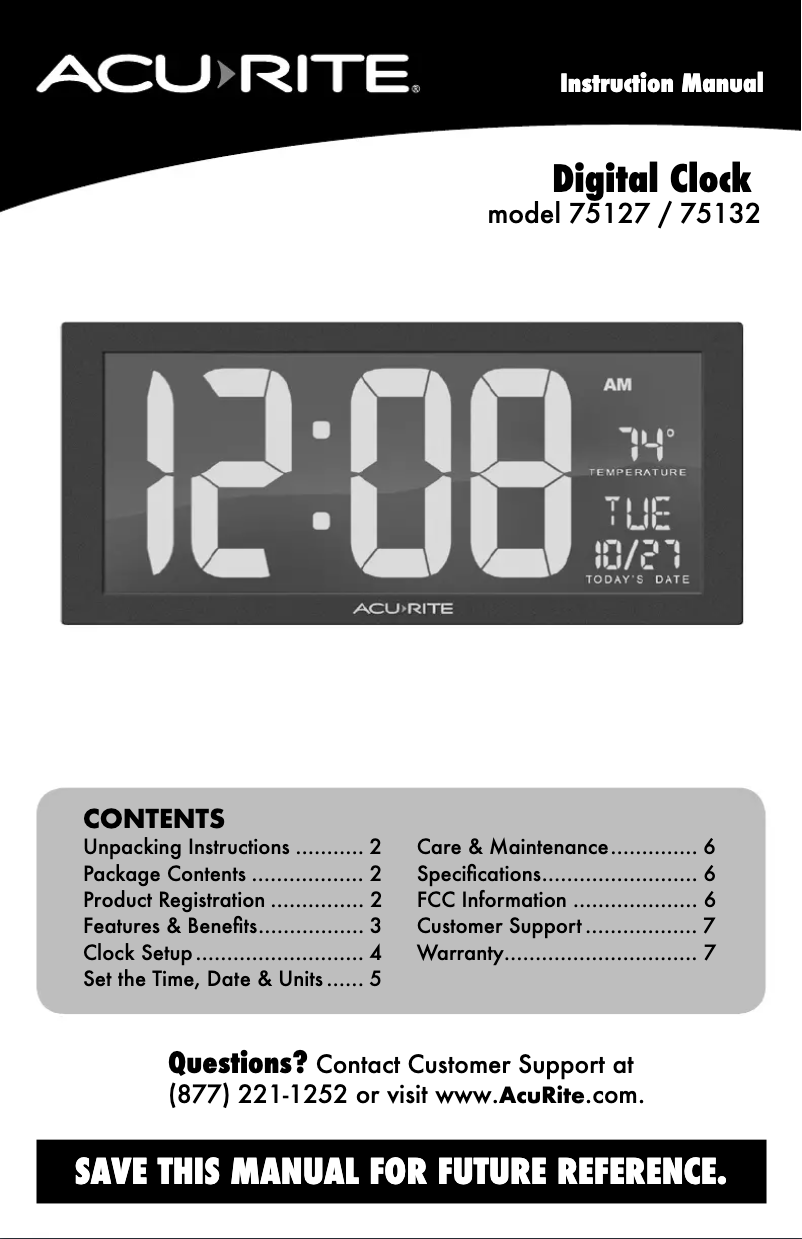 Page 1 de la notice Manuel utilisateur AcuRite 75127