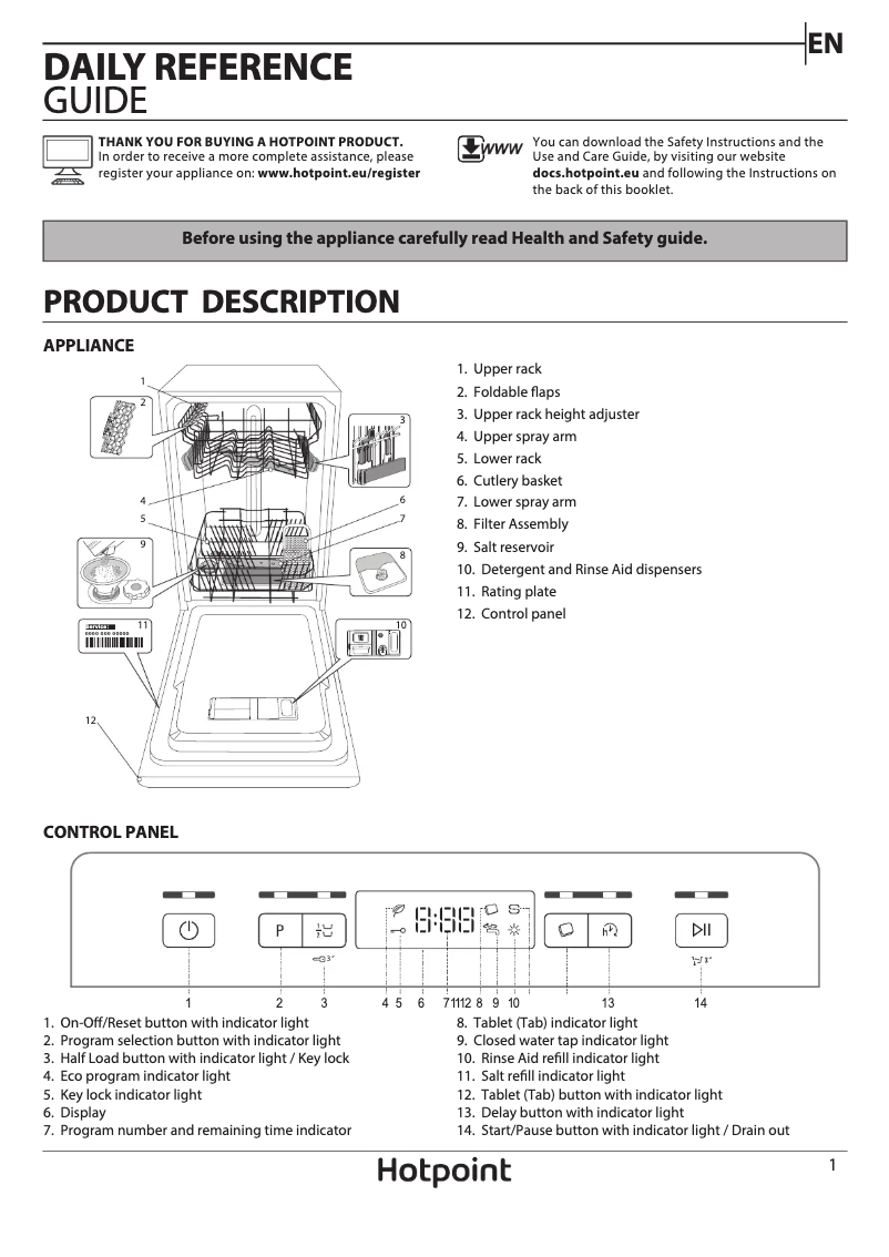 Page 1 de la notice Manuel utilisateur Hotpoint HSFC 3M19 C UK