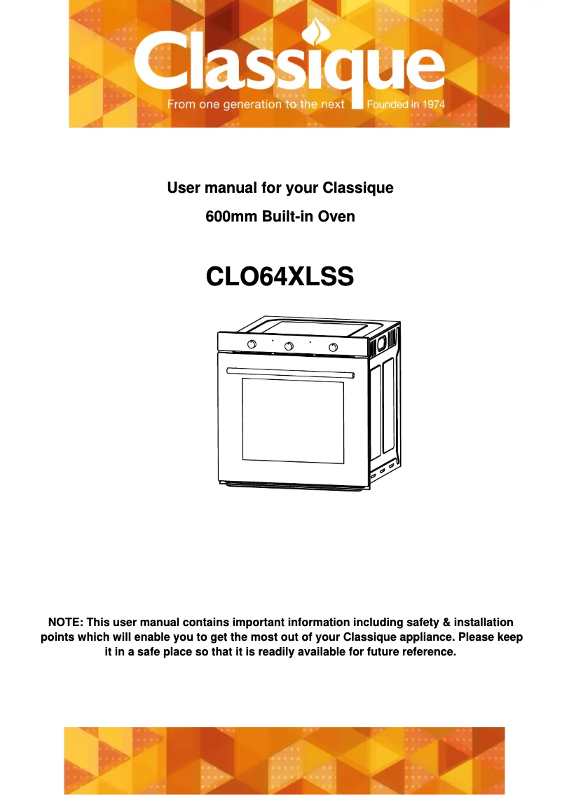 Page 1 de la notice Manuel utilisateur Classique CLO64XLSS