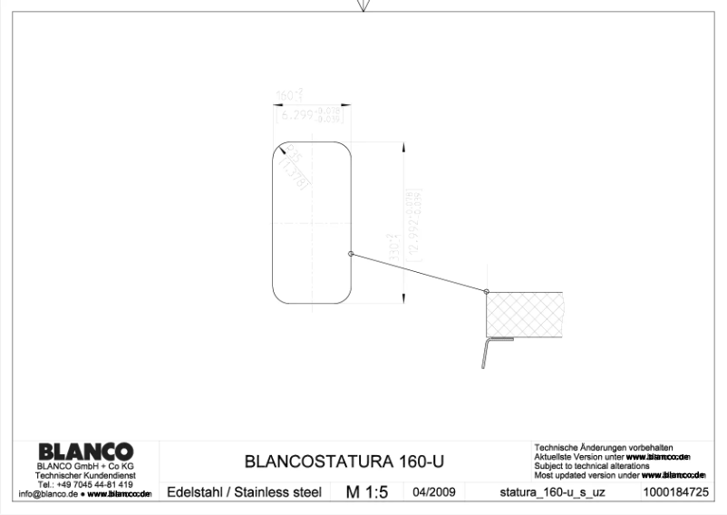 Page 1 de la notice Manuel utilisateur BLANCO STATURA 160-U