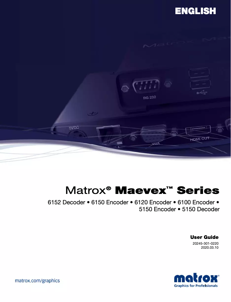 Page n°1 - Manuel utilisateur Matrox Maevex 6120