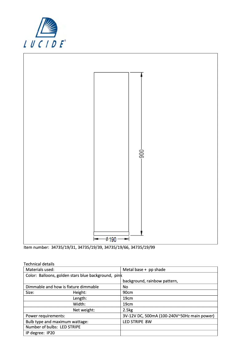 Page n°1 - Manuel utilisateur Lucide K3 34735/19/39