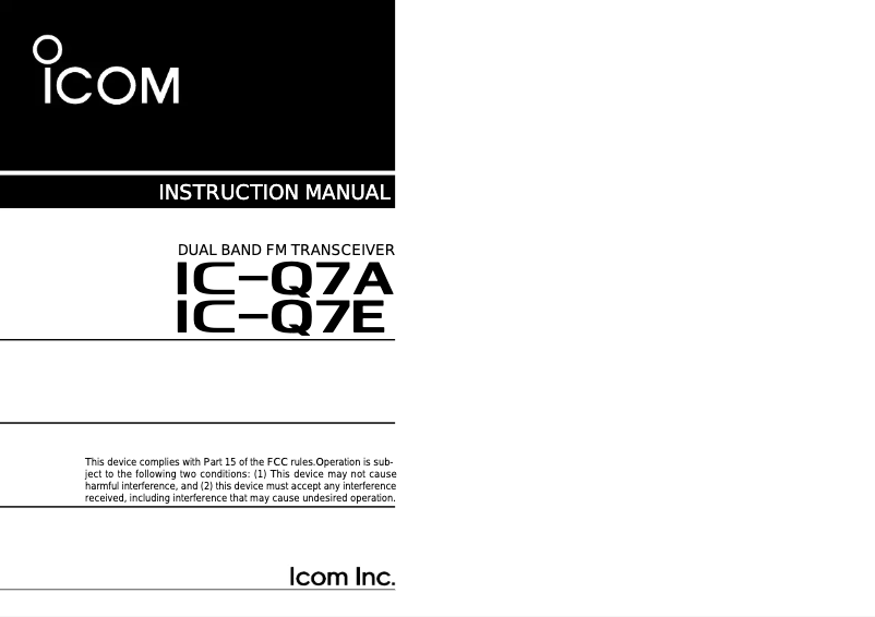 Page n°1 - Manuel utilisateur ICOM IC-Q7