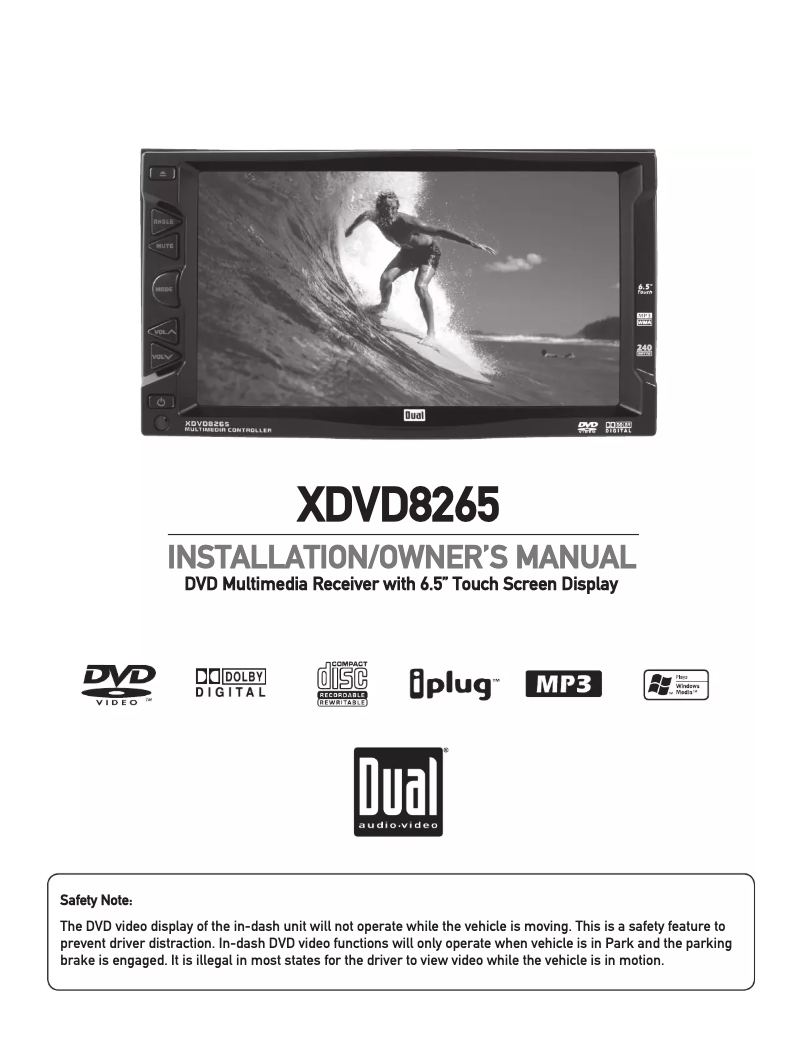 Image de la première page du manuel de l'appareil XDVD8265