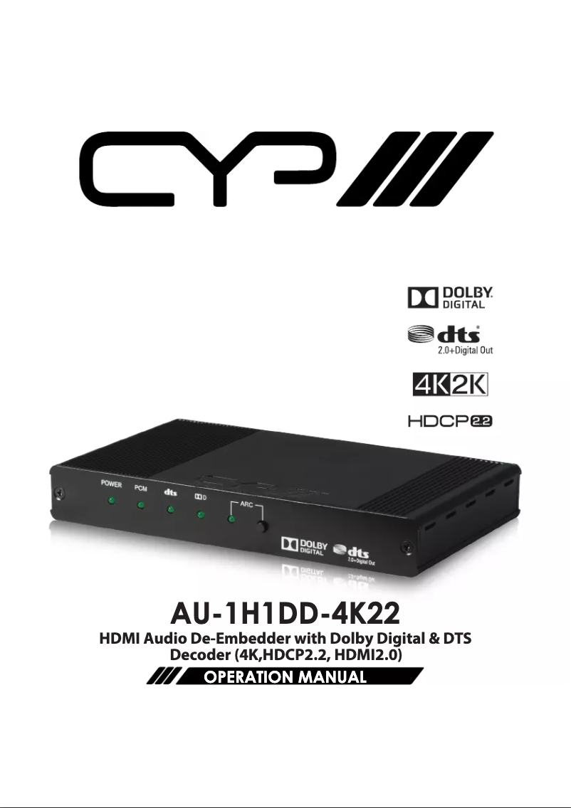 Page n°1 - Manuel utilisateur CYP AU-1H1DD-4K22