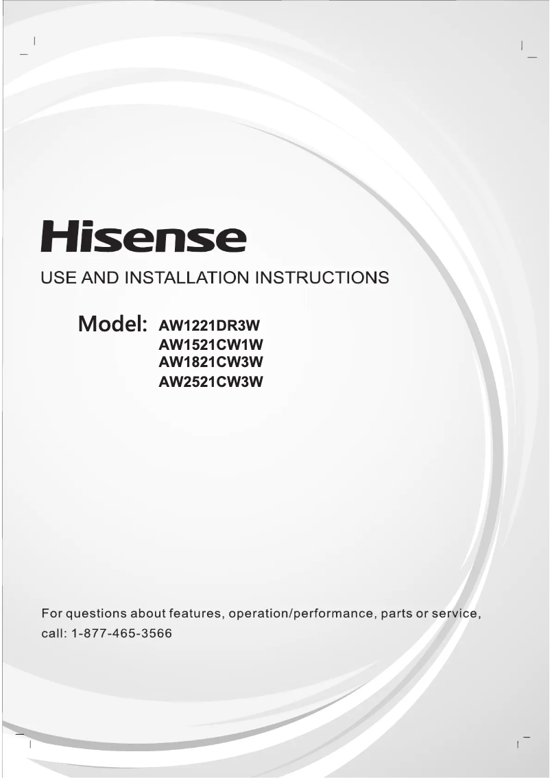 Page 1 de la notice Manuel utilisateur Hisense AW2422CW3W