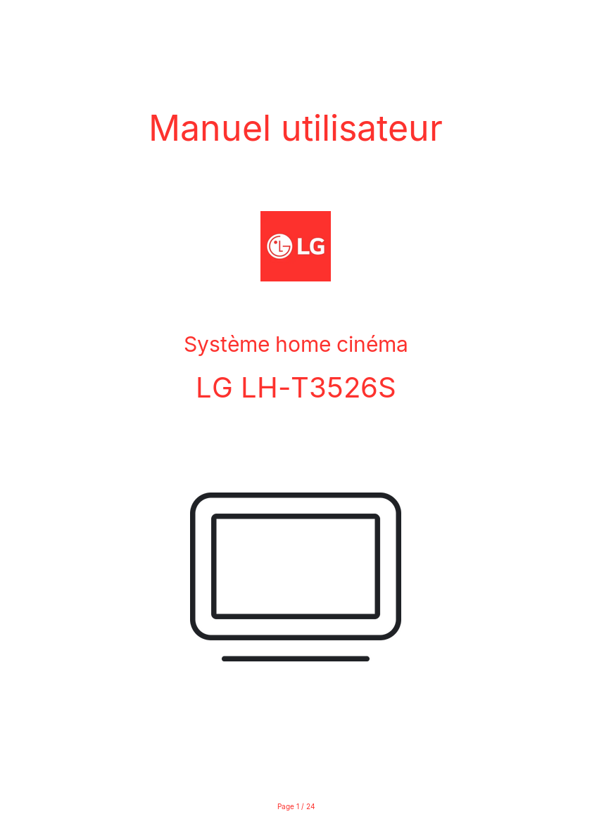 Page n°1 - Manuel utilisateur LG LH-T3526S