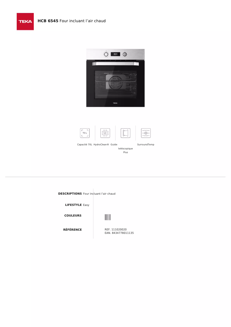 Page n°1 - Fiche technique Teka HCB 6545