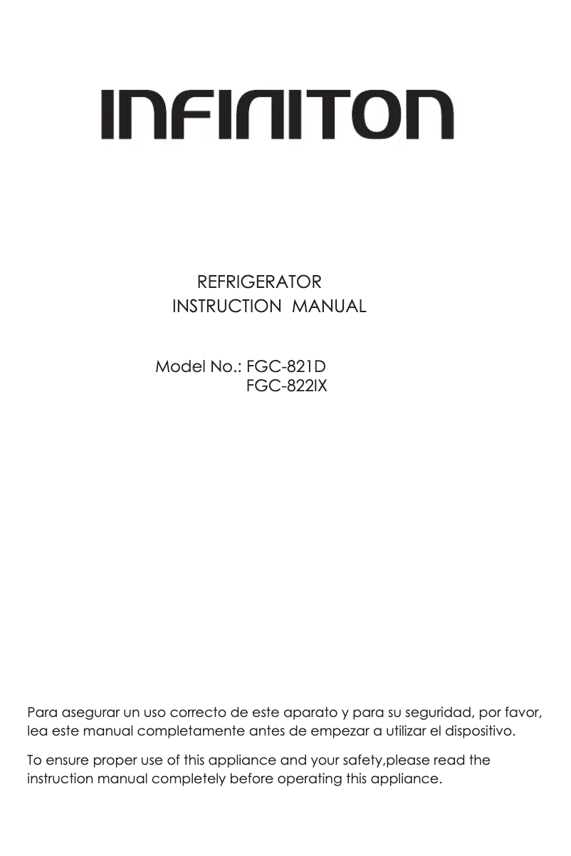 Page n°1 - Manuel utilisateur Infiniton FGC-821D