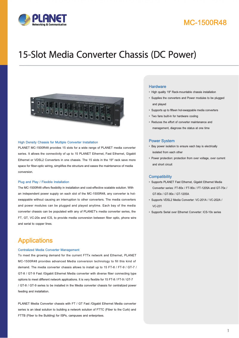 Image de la première page du manuel de l'appareil MC-1500R48