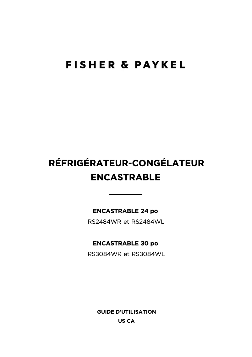 Page 1 de la notice Manuel utilisateur Fisher & Paykel RS2484WLU1
