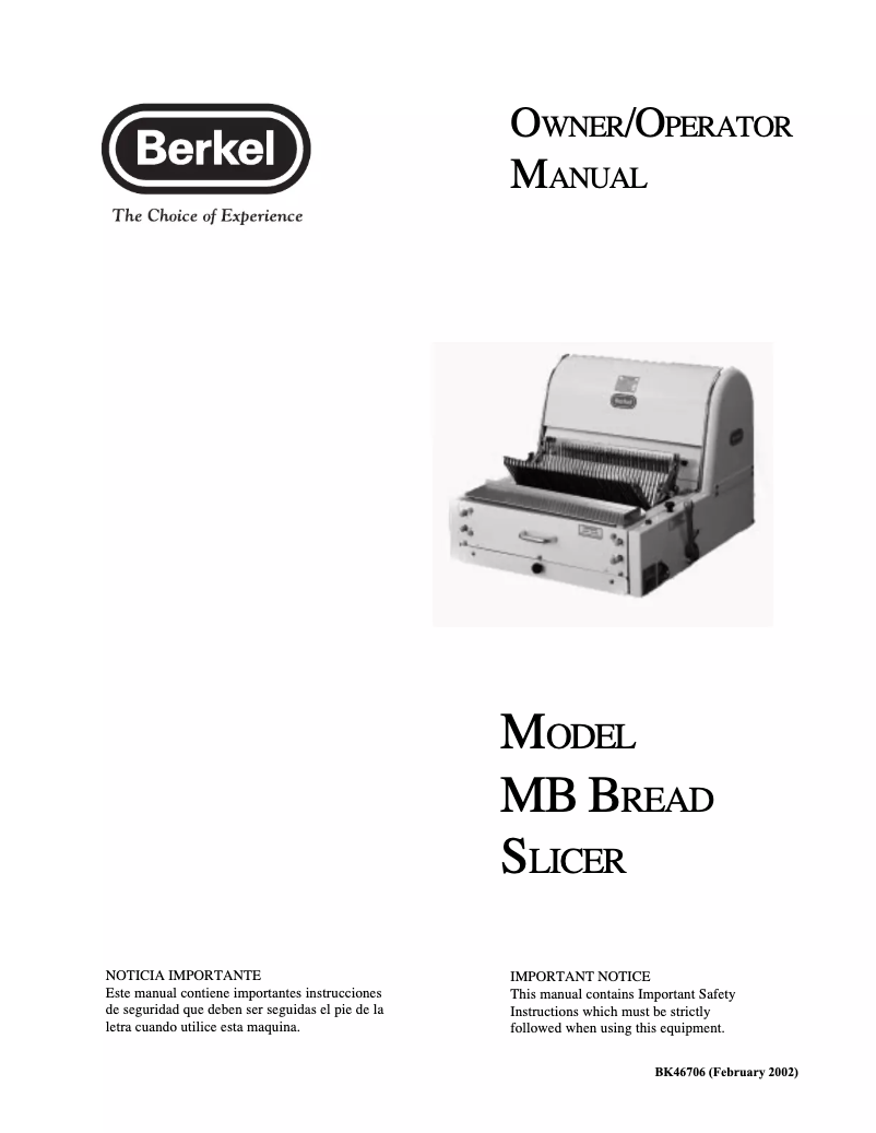 Image de la première page du manuel de l'appareil MB7-16STD