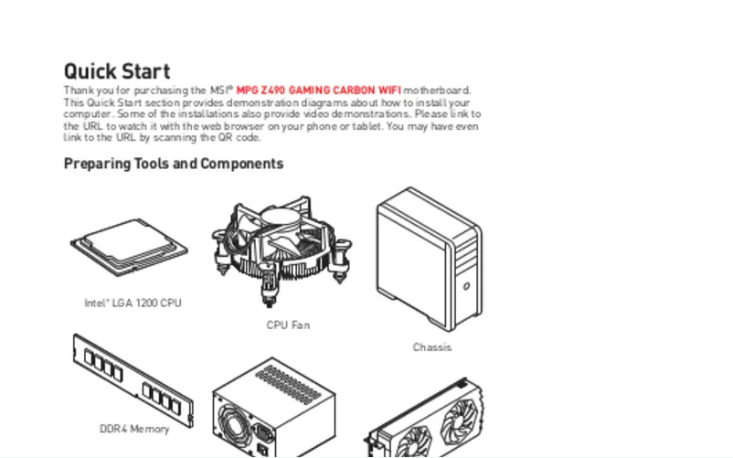 Page n°1 - Manuel utilisateur MSI MEG Z490 Gaming Carbon