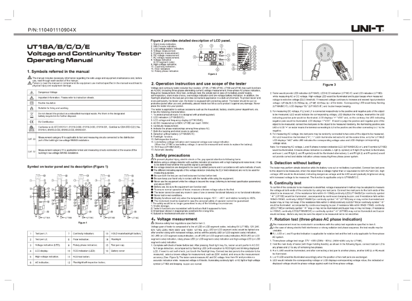 Page 1 de la notice Manuel utilisateur Uni-T UT18E