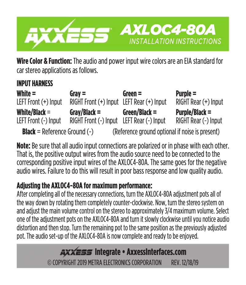 Page 1 de la notice Manuel utilisateur AXESS AXLOC4-80A