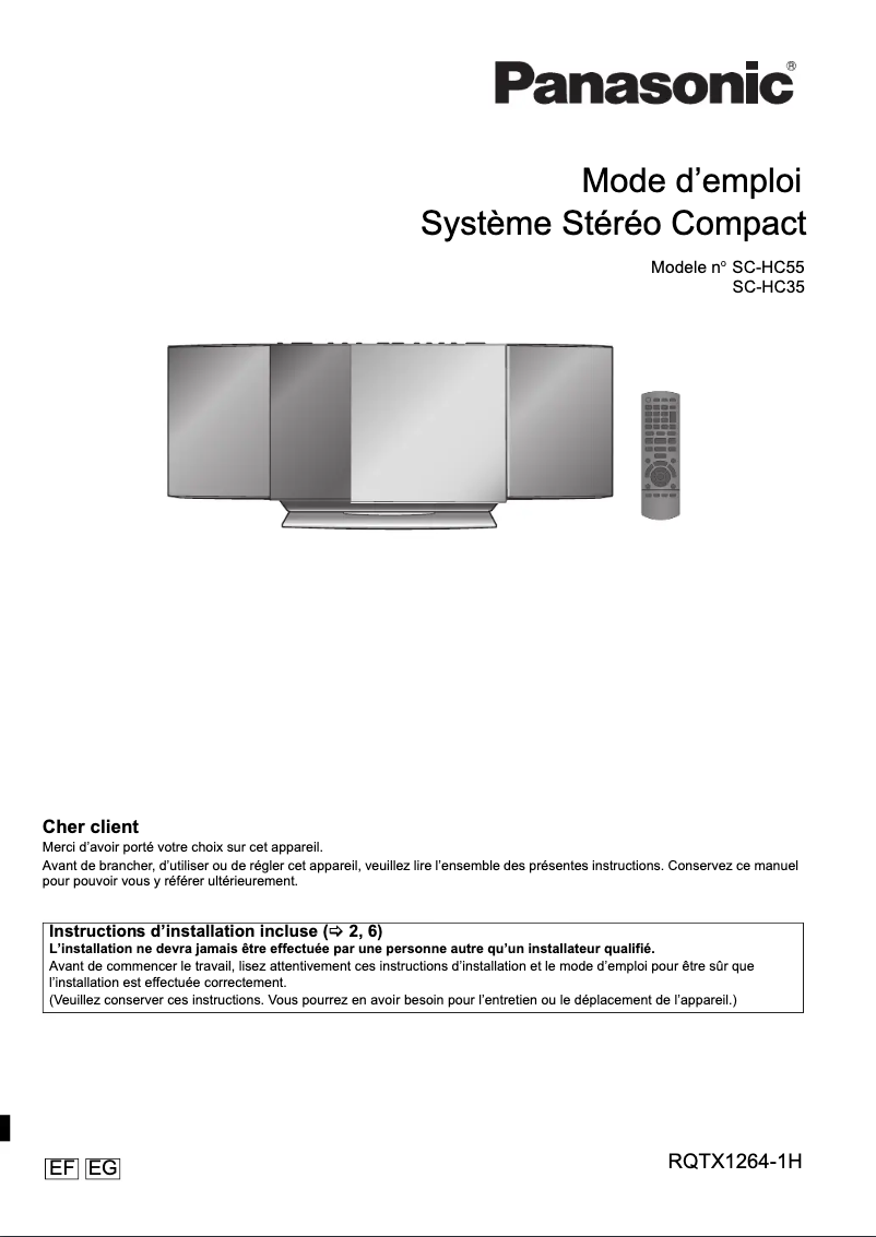 Page n°1 - Manuel utilisateur Panasonic SC-HC55