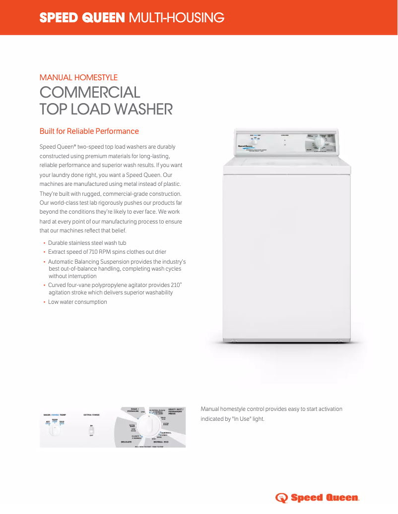 Page 1 de la notice Manuel utilisateur Speed Queen LWN432SP115TW01