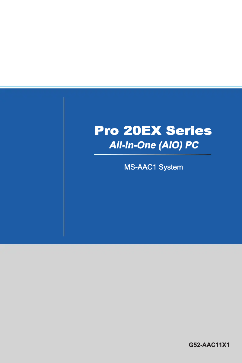 Page n°1 - Manuel utilisateur MSI Pro 20EX 7M-034XEU