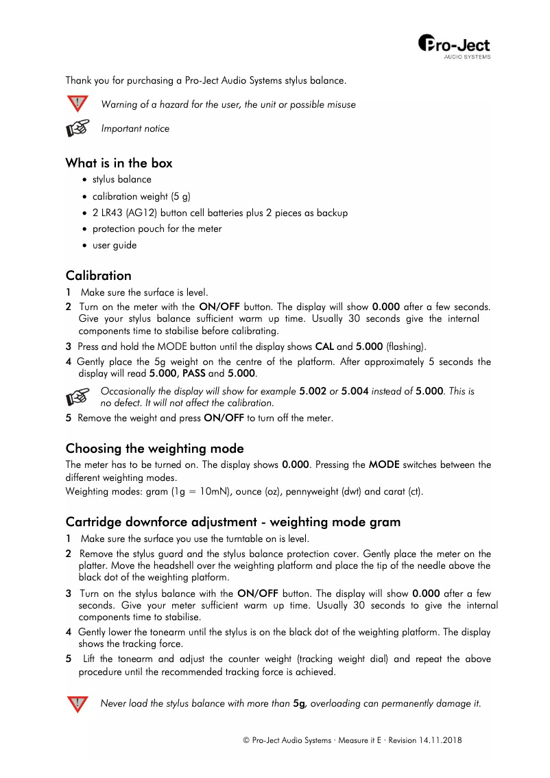 First page image of the manual for Measure It E