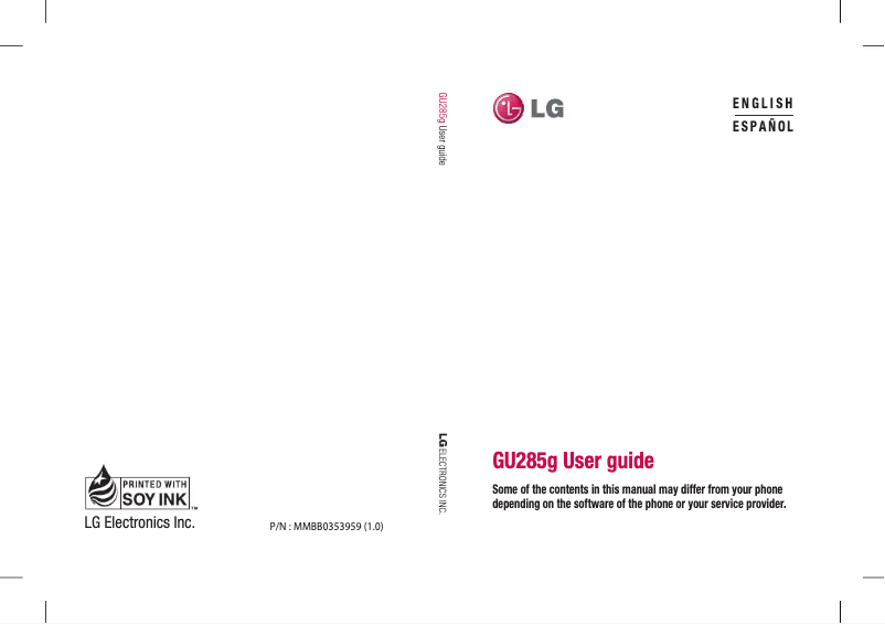 Page n°1 - Manuel utilisateur LG GU285G