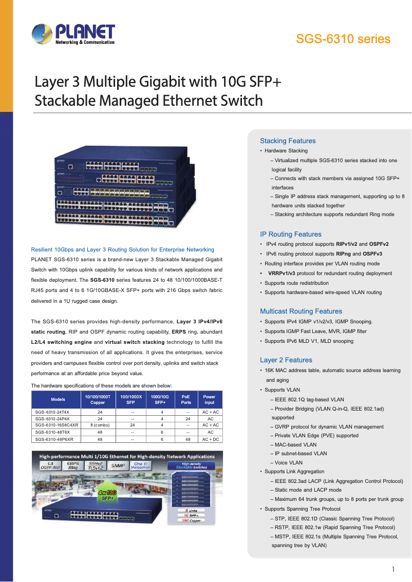 Image de la première page du manuel de l'appareil SGS-6310-48P6XR