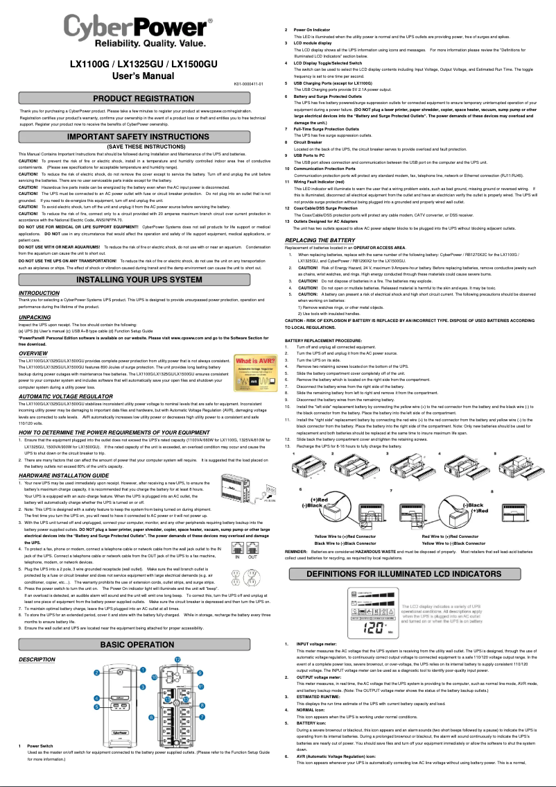 Página 1 del manual Manual de usuario CyberPower LX1325GU