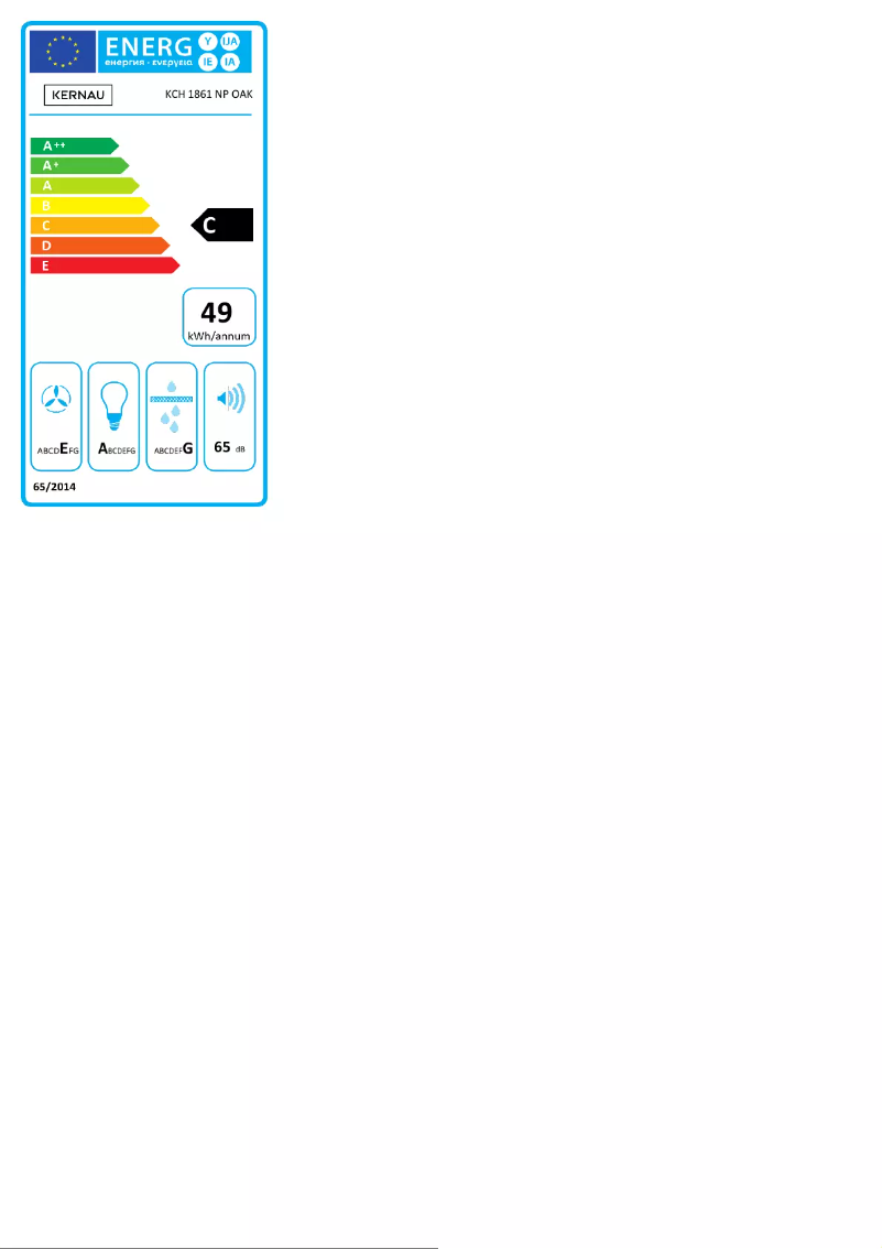 Page 1 of the manual Energy Label Kernau KCH 1861 NP OAK