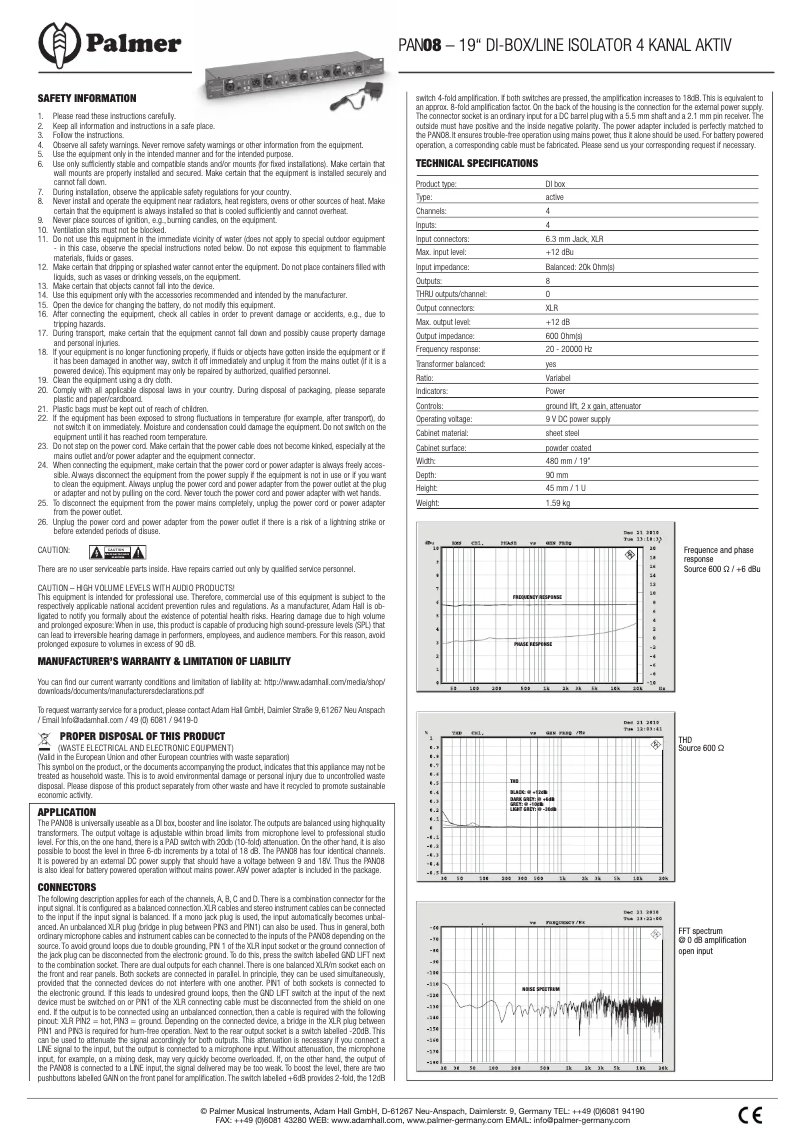 Image de la première page du manuel de l'appareil PAN 08
