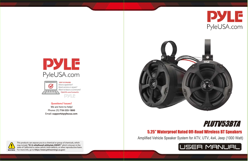 Page 1 de la notice Manuel utilisateur Pyle PLUTV53BTA