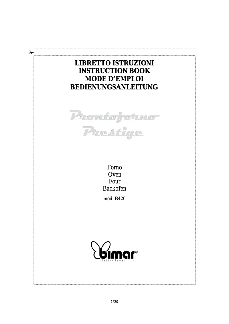 Page n°1 - Manuel utilisateur Bimar B420