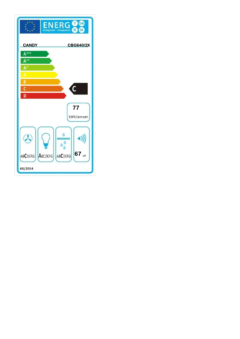 Page n°1 - Label énergétique Candy CBG640/2X