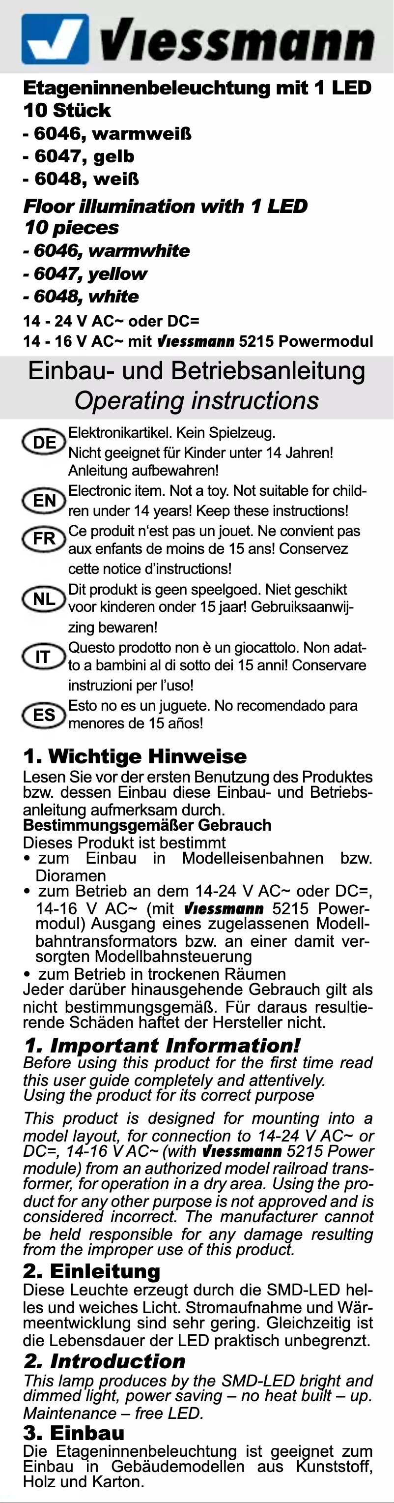 Page 1 de la notice Manuel utilisateur Viessmann 6046