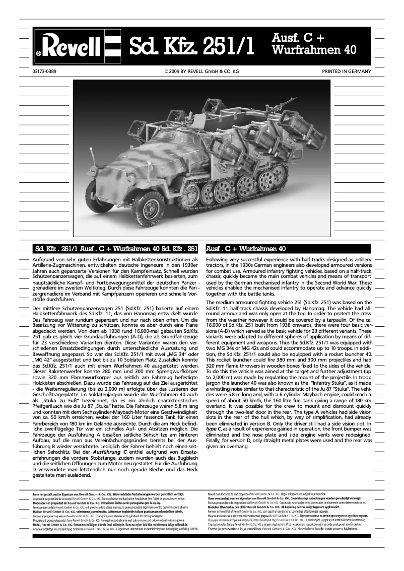 Page 1 de la notice Manuel utilisateur Revell Sd.Kfz. 251/1 Type C