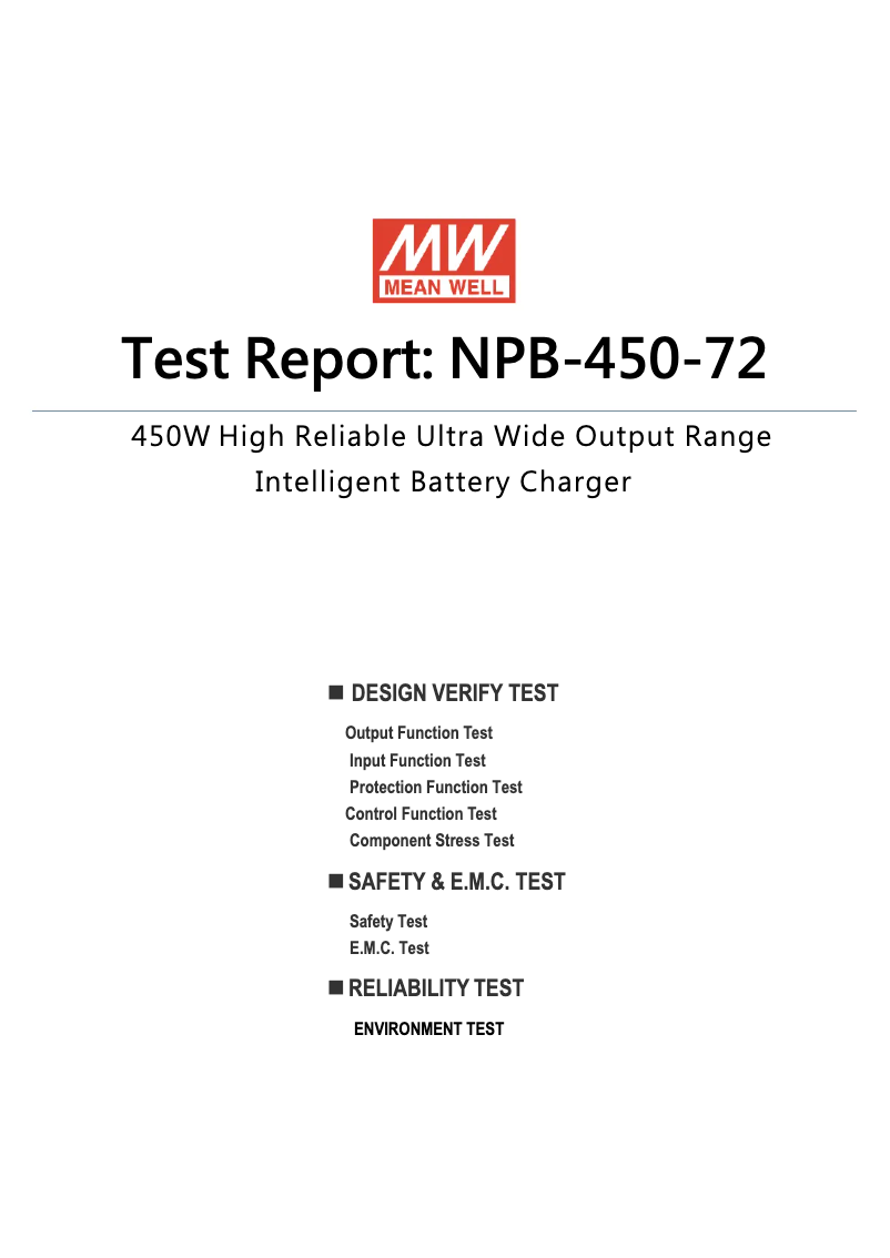 Page 1 de la notice Fiche technique Mean Well NPB-450-72
