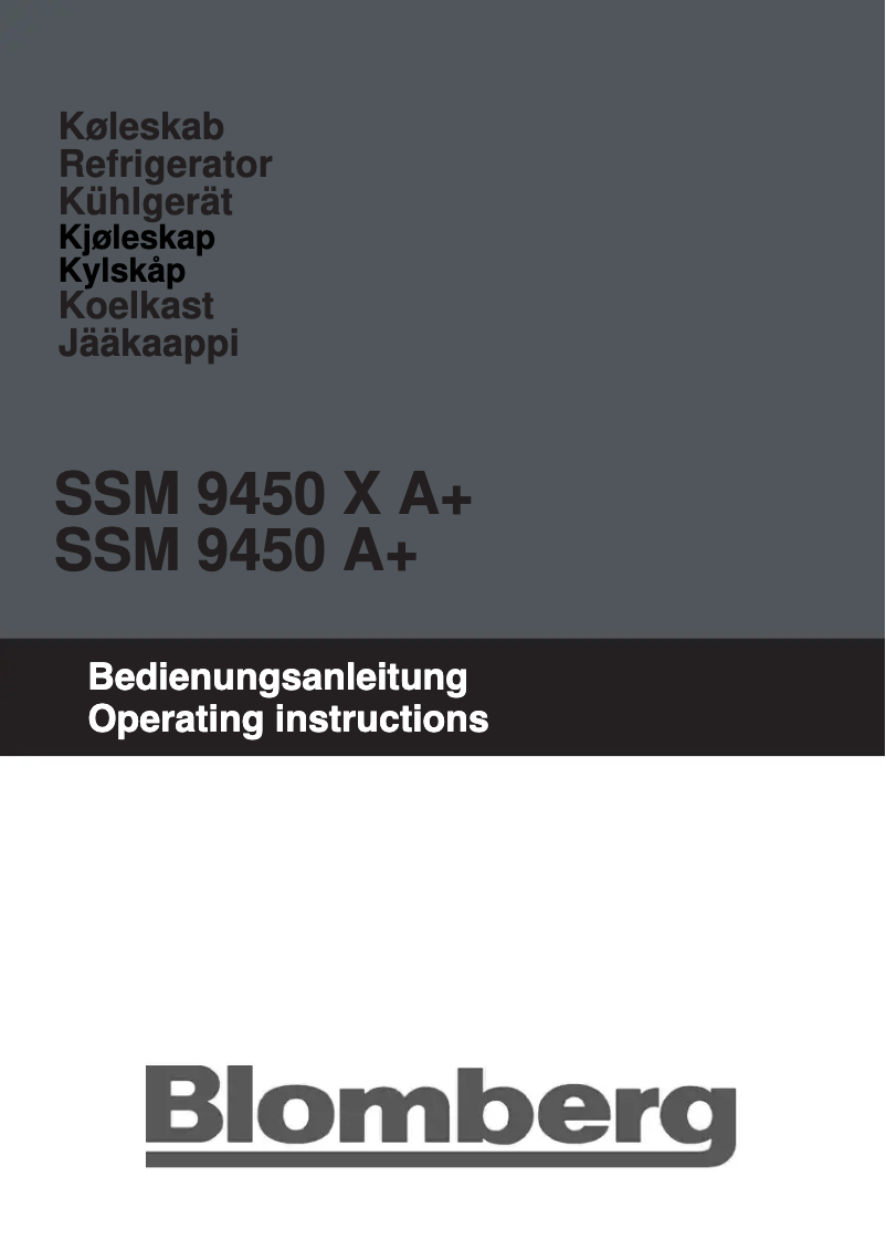Page n°1 - Manuel utilisateur Blomberg SSM 9450