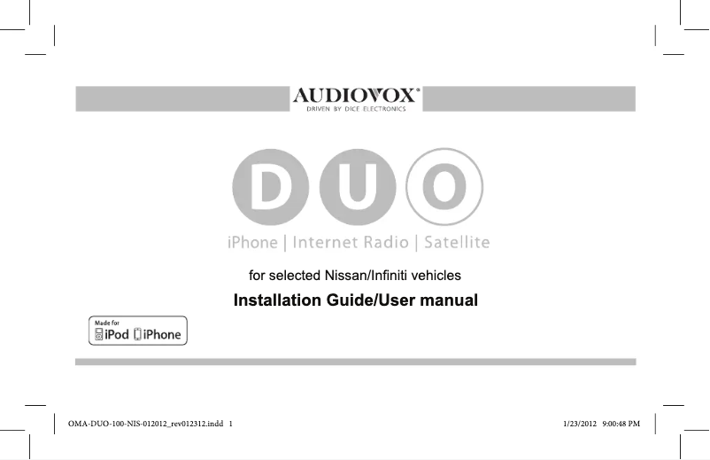 Page n°1 - Manuel utilisateur audiovox Silverline DUO
