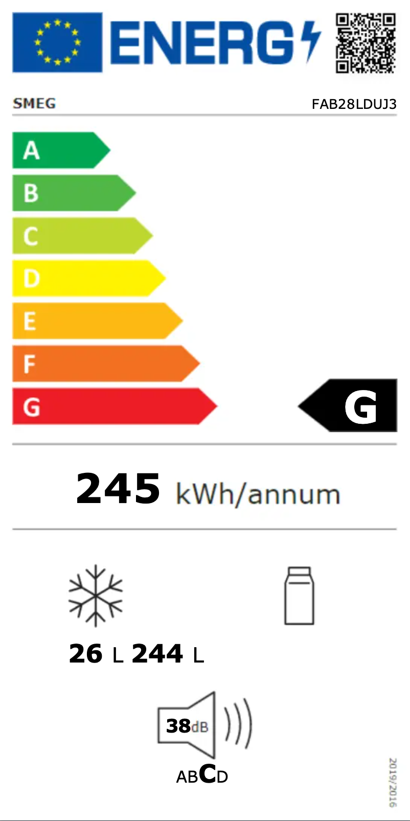 Page n°1 - Label énergétique Smeg FAB28LDUJ3