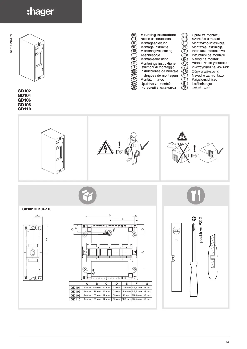 Page n°1 - Manuel utilisateur Hager GD106E
