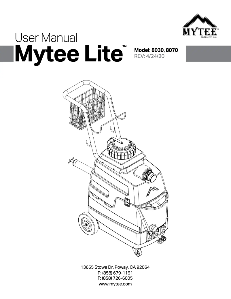 Page 1 de la notice Manuel utilisateur Mytee Lite 8070-SS-230