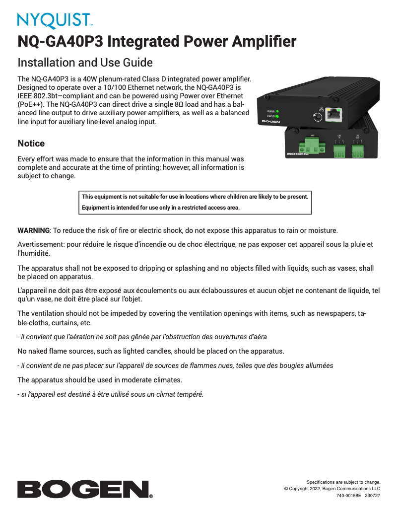 Image de la première page du manuel de l'appareil NQ-GA40P3