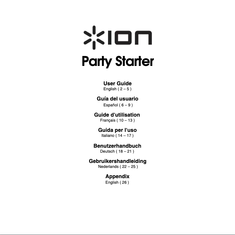 Page 1 de la notice Manuel utilisateur ION Party Starter