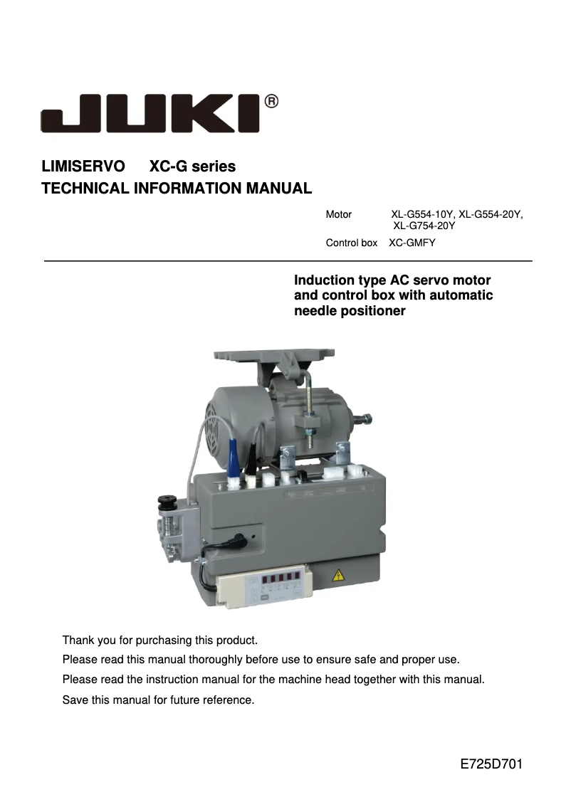 Page n°1 - Manuel utilisateur Juki XC-G