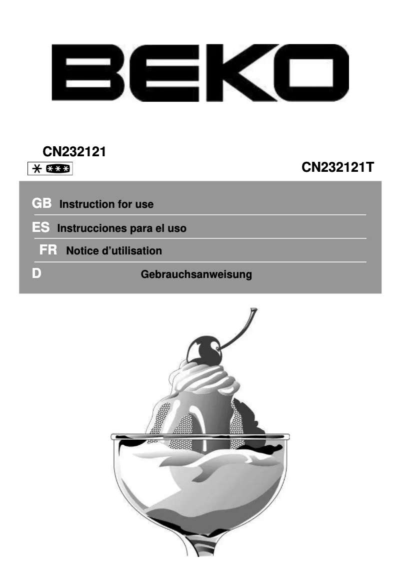 Page 1 de la notice Manuel utilisateur Beko CN232121